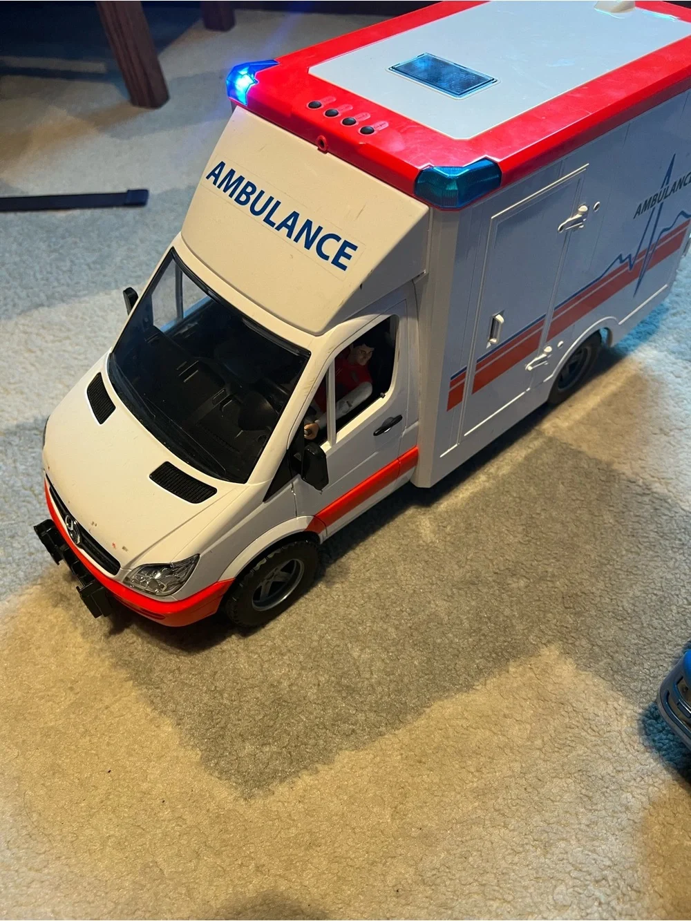 Blue Cement Mixer and Ambulance Bruder for Kids - Realistic Construction Vehicle